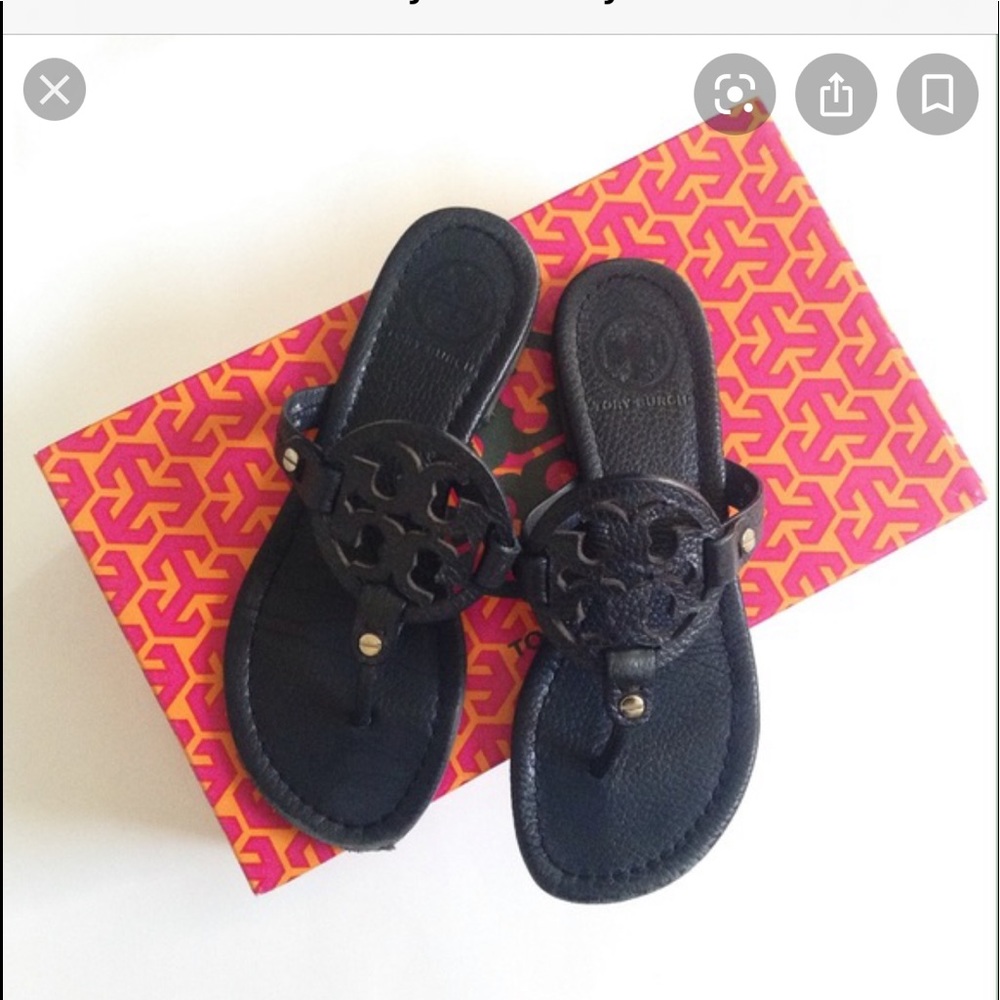 Tory Burch navy leather Miller sandal